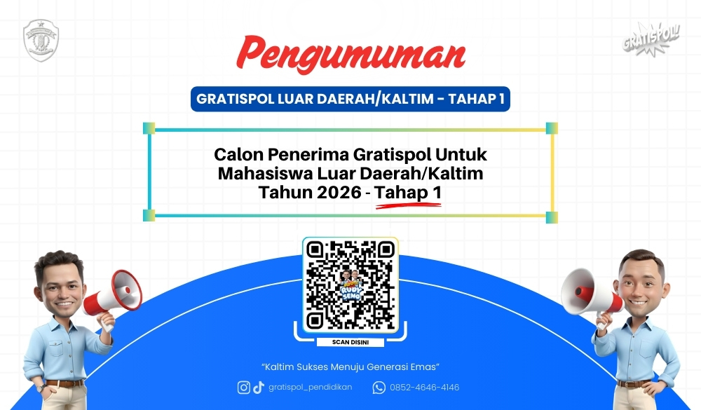 Pengumuman Calon Penerima Gratispol untuk Mahasiswa Perguruan Tinggi Luar Daerah Tahun 2026 Tahap 1